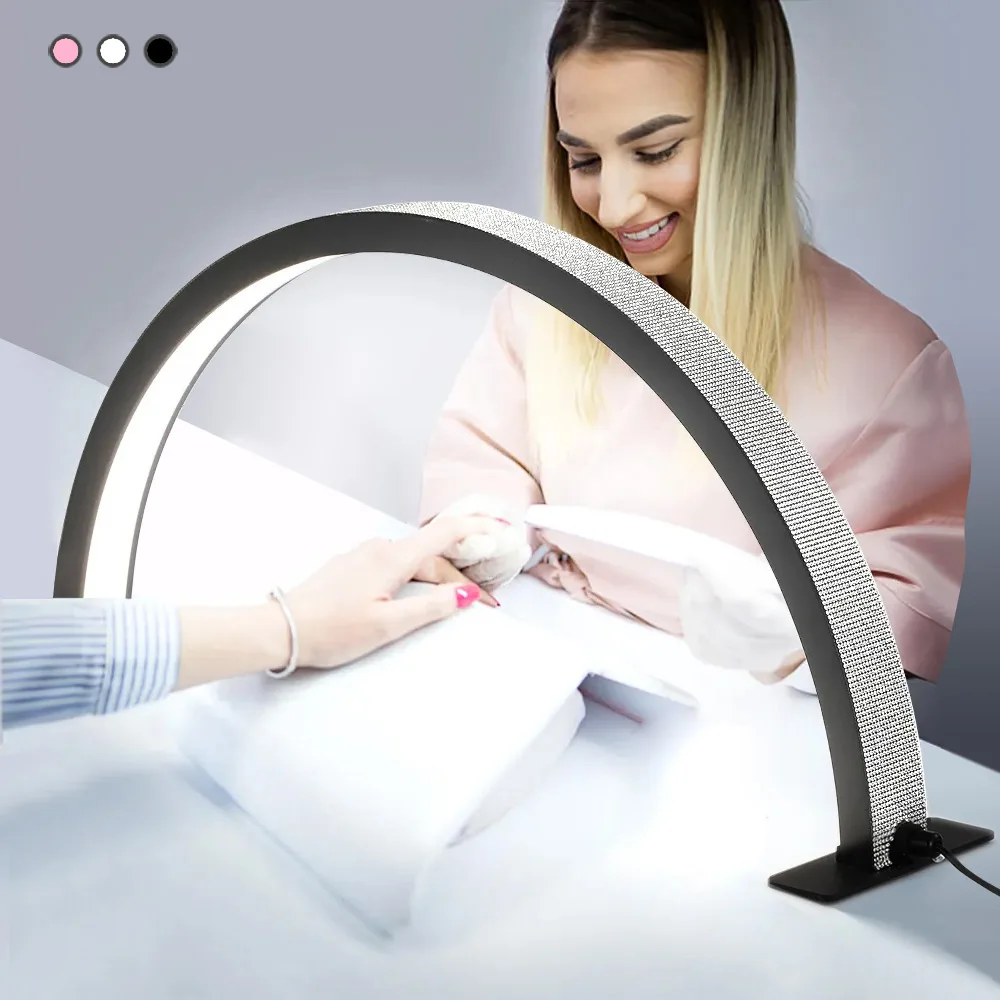 

Professional customized logo nail table lamp flashing half moon diamond nail lamp beauty salon lighting arch LED lamp