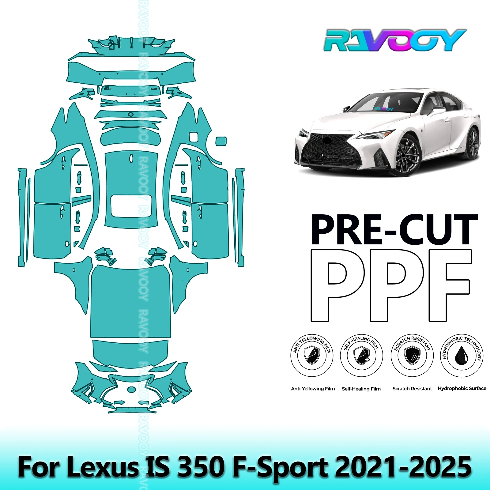 

For Lexus IS 350 F-Sport 2021-2025 8.5Mil Car Precut Paint Protection Film Full Vehicle Anti-scratch Exterior TPU PPF Clear Bra