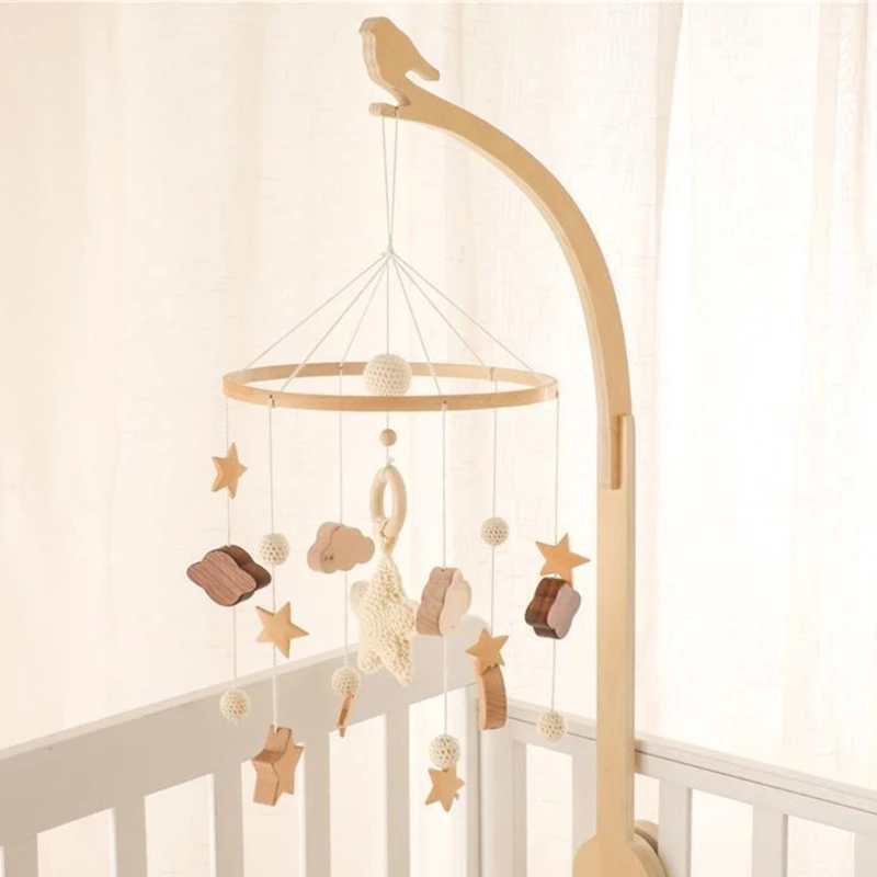 Crib Mobile Toy Stand Holder Bird Rattle Bracket Assembly Wooden Frame Bed Bell Hanger Mobile Stand Baby Shower Gift