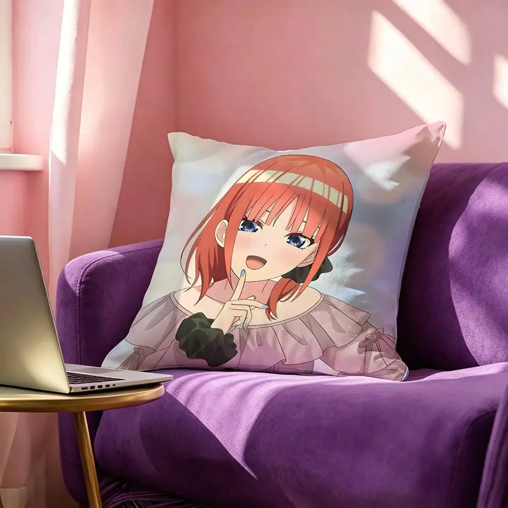 Q-Quintessential Q-Quintuplets 5 Sisters  Square Double-Sided printed Pillow Case Bedroom Bedside Pillow Sofa Cushion Cover