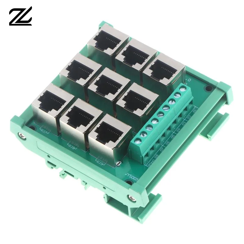 For RJ45 8p8c Ethernet Port Terminal Block Adapter With 9 Screw Terminals And For DIN Rail Mount Design For Network Connections