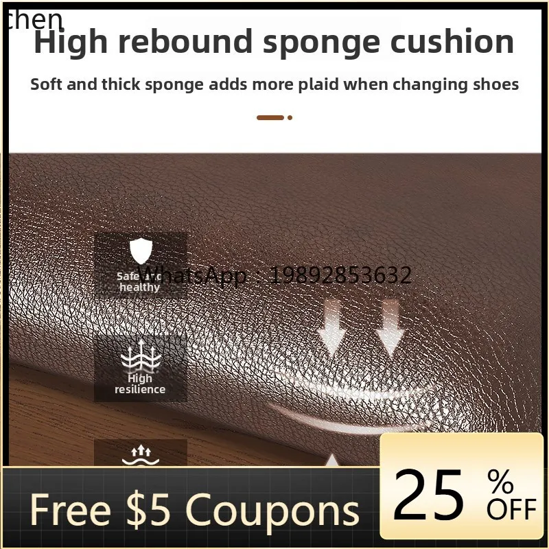 

Solid Wood Shoe Changing Bench with Soft Cushion, Integrated Shoe Cabinet, Home Entrance, Entryway, Sit-on Fitting Bench