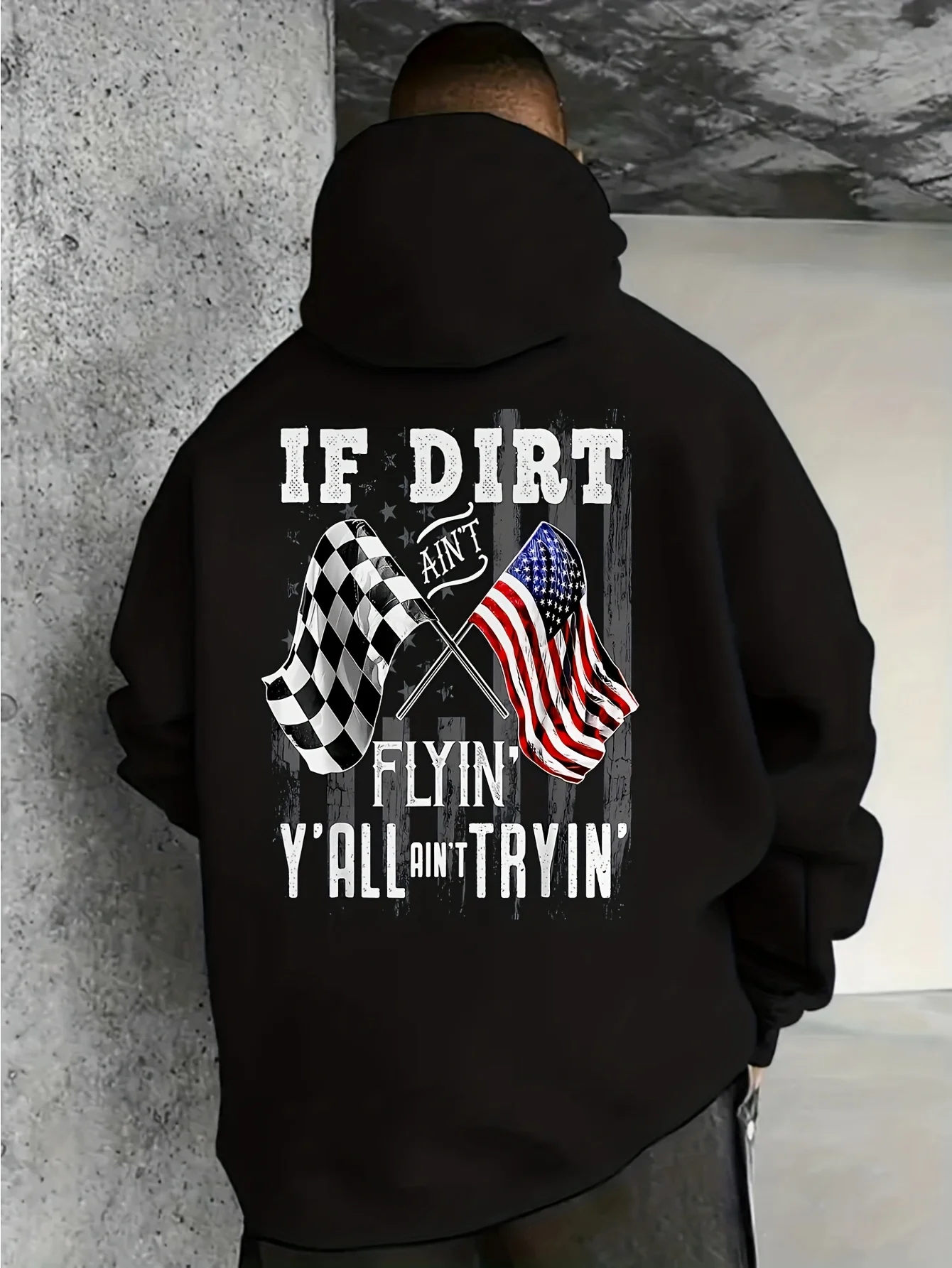 Customization Men's & Women's Dirt Track Racing Motocross Hoodie - Cotton Blend Pullover With Motocross & Checkered Flag Graphic