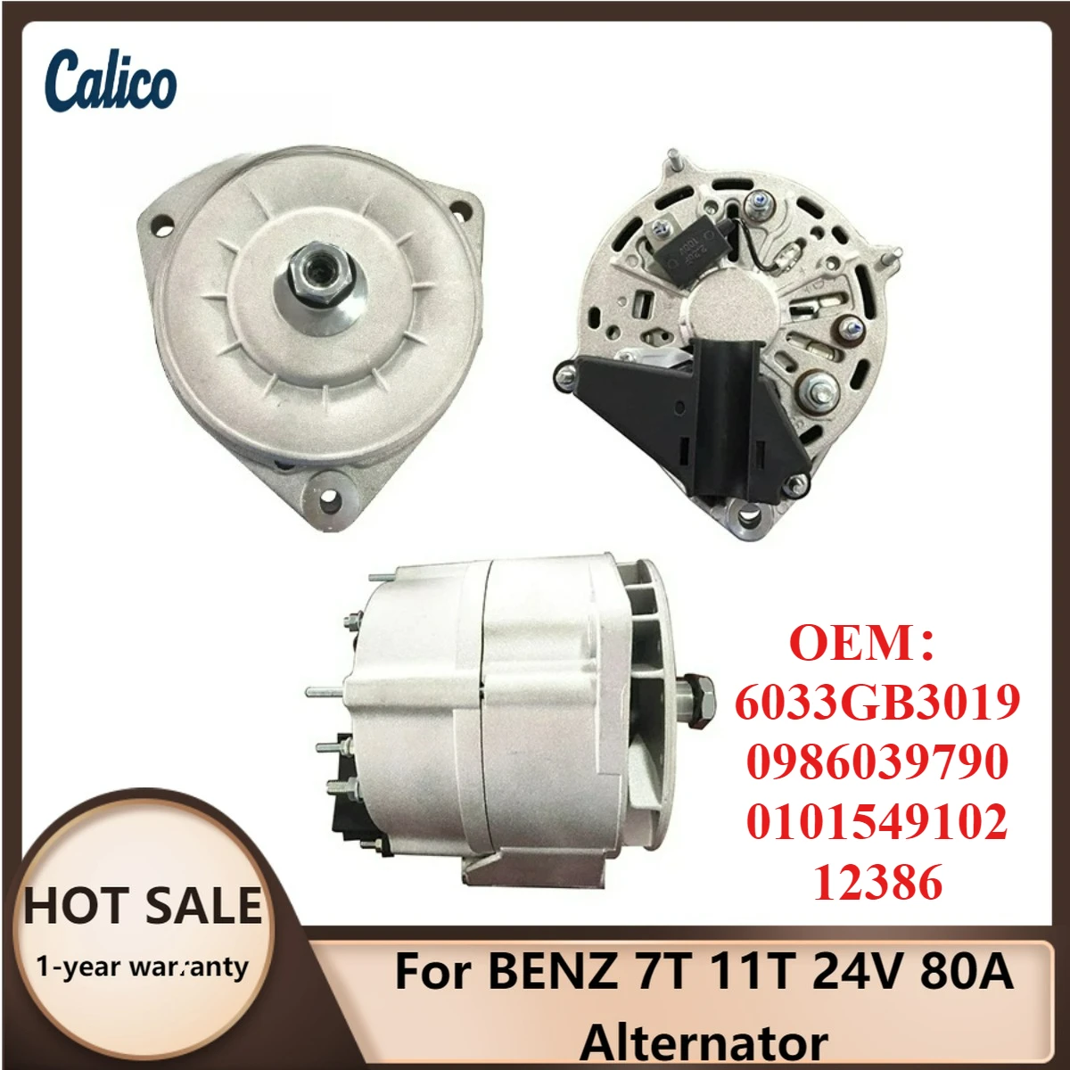 

High Cost-effectiveness Suitable for BENZ 7T 11T 24V 80A Alternator 6033GB3019 0986039790 0101549102 12386