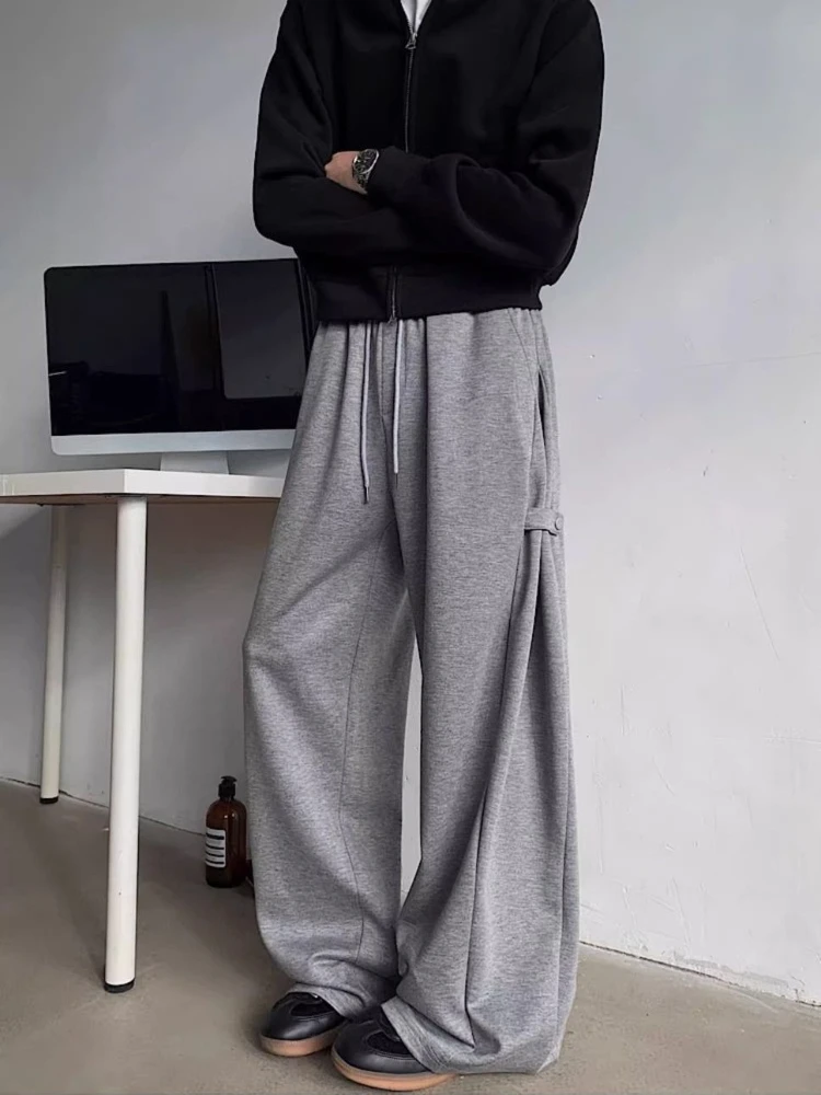 

Мужские серые спортивные штаны, трендовые весенне-осенние широкие брюки свободного кроя, повседневные длинные брюки, новая модная модель для ежедневной носки