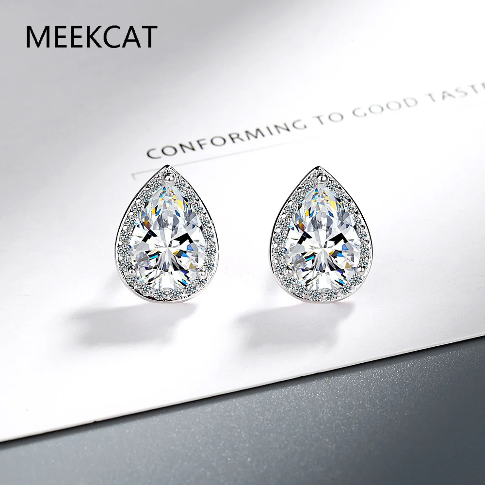 1-4CT Pear Cut Moissanite Earring for Women Simulated Diamond S925 Silver Waterdrop Shape Stud Earring Gemstone Jewelry Brincos