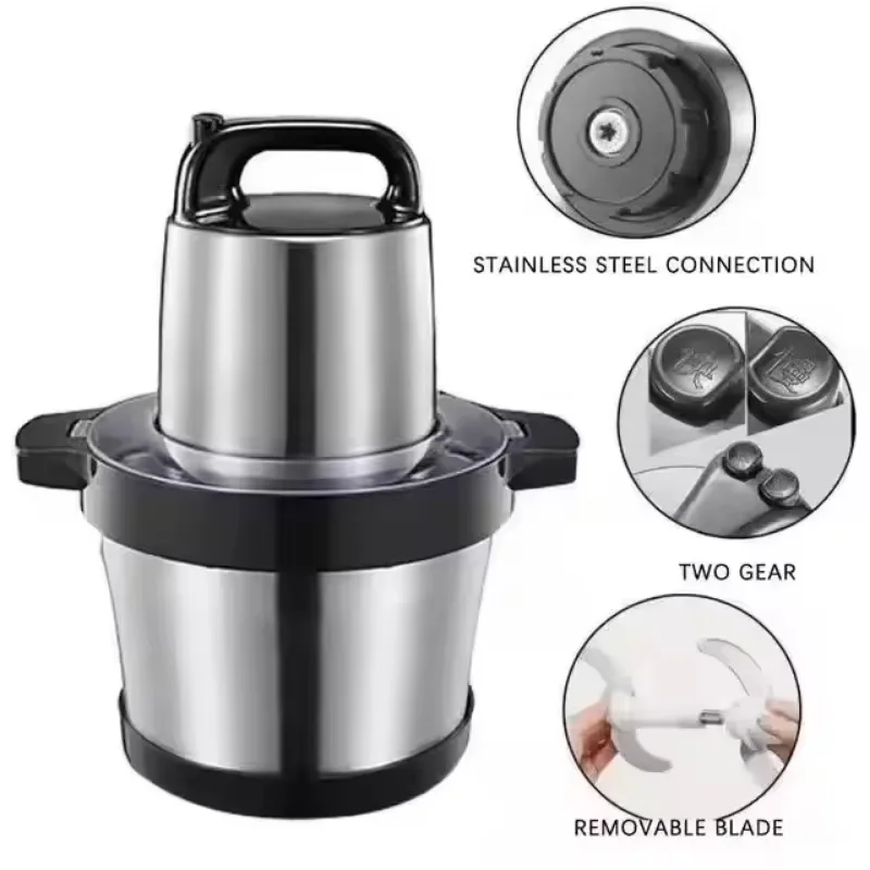 Máquina Picadora de Carne de 6L 8L, Batidora para Fufu, Molinillo Eléctrico Multifuncional Portátil para Carne, Vegetales y Frijoles para Uso Doméstico