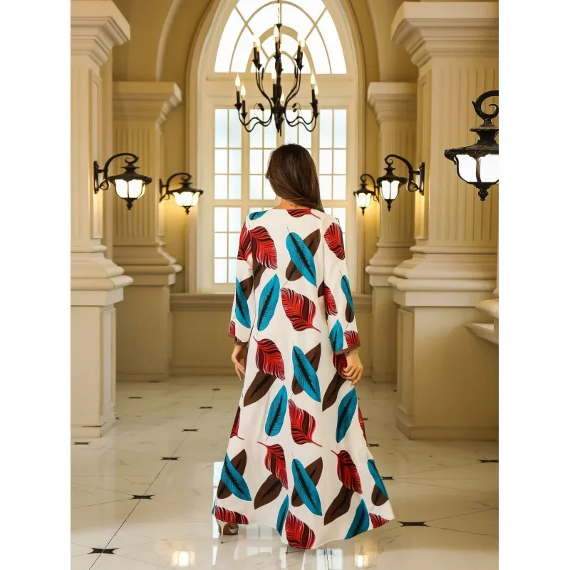 الشرق الأوسط نمط جديد طويل مطبوعة عباية العربية العرقية فستان عربي طويل ثوب المرأة الملابس النسائية بلايز من الصين