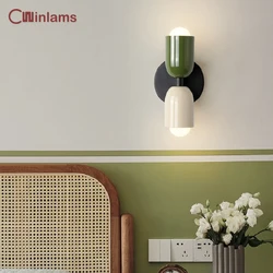 Nordic Simple Modern Creamy Color Double Light Living Room Personality Creativity Hotel Room Background Decoration Wall Lamp