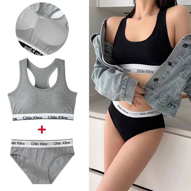 2in1 Kit Sexy Bra for Yoga Running Nonwire Push up Bras With Sponge Pad Women Sport Cotton Tshirt Vest Set