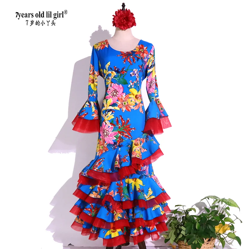 Spanish Dance Dress Flamenco Practice  Costume Skirt Wear Women GG10