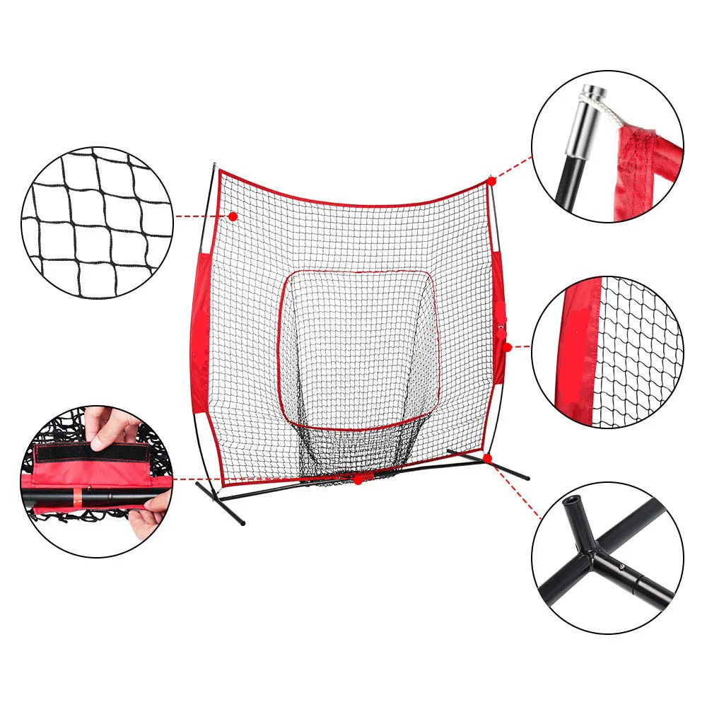 High Quality Big Red Baseball Softball 7x7 Practice Playing Net with Target