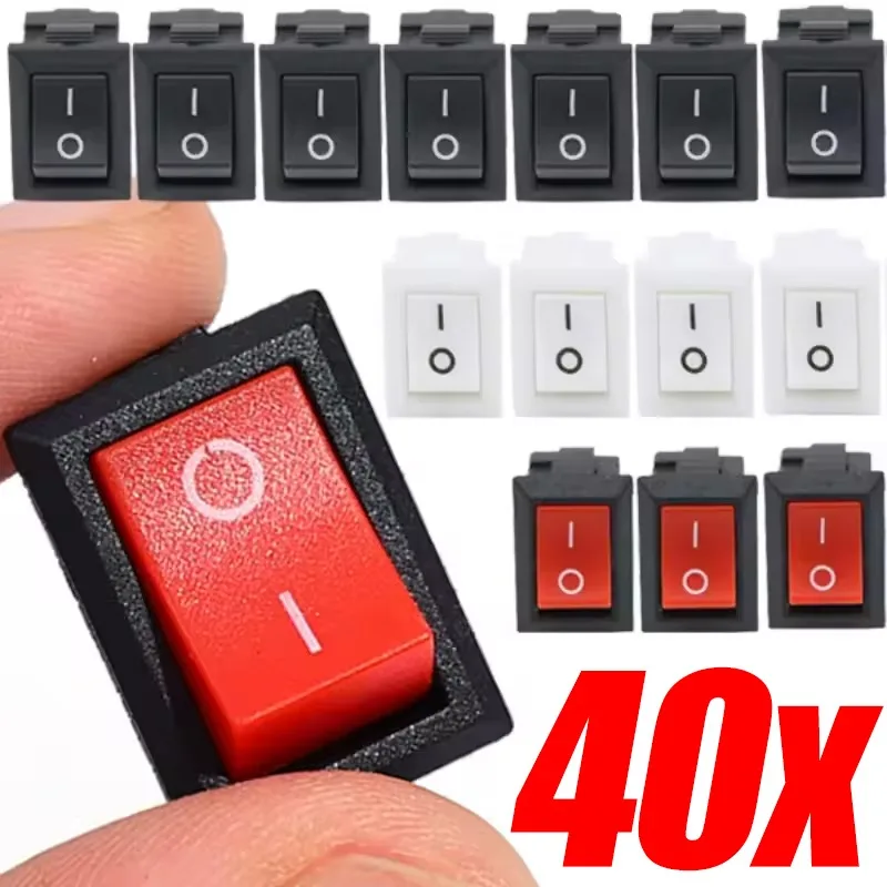 40~5Pcs Samochodowy przełącznik przyciskowy 2-pinowy Typ łodzi 6A 250V KCD11 Zatrzask włączania/wyłączania Rocker Boat Domowy przełącznik motocyklowy Czarny Czerwony Biały