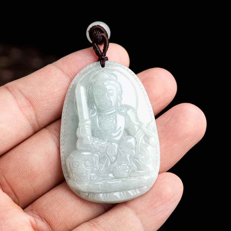 Natural Myanmar Jade Pendant Eight Guardian Gods Twelve Zodiac Guanyin Bodhisattva Charm Jewelry Gift for Men and Women
