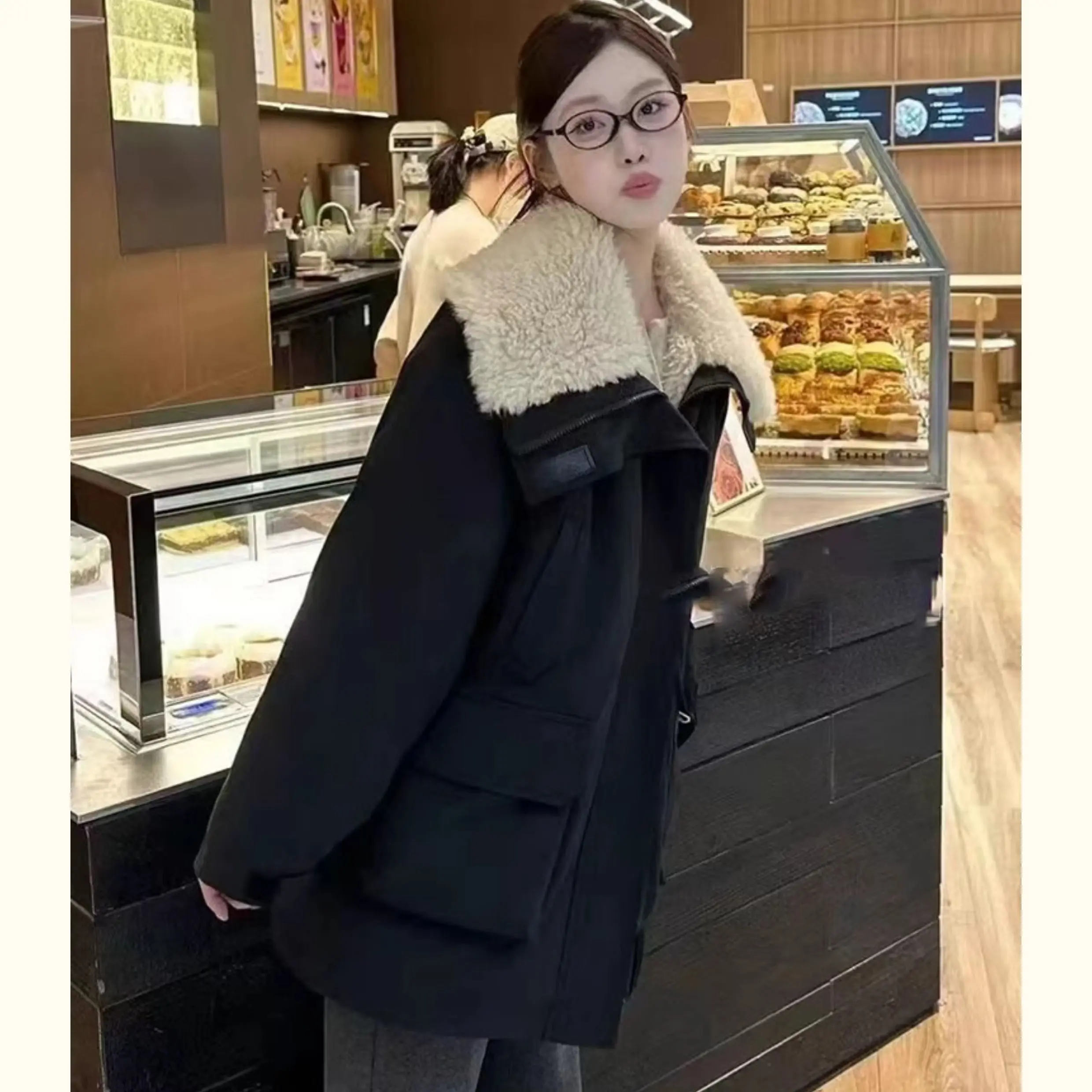 

Parkas Womens Girls Short Off-Season Crewneck Buttonless Contrasting Bandage Ruffled Piped Vertical Stripe Dot Softshell Uniform