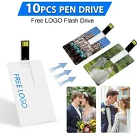 Pendrive personalizado con logotipo de la empresa, tarjeta de crédito, 10 piezas, 8GB, 16GB, 32GB, 64GB