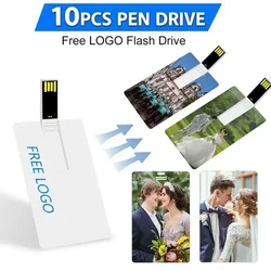 10PCS Customized Company LOGO Coloful Photo Credit Card USB Flash Drive Pendrive 8GB 16GB 32GB 64GB Pen Drive Memory Stick