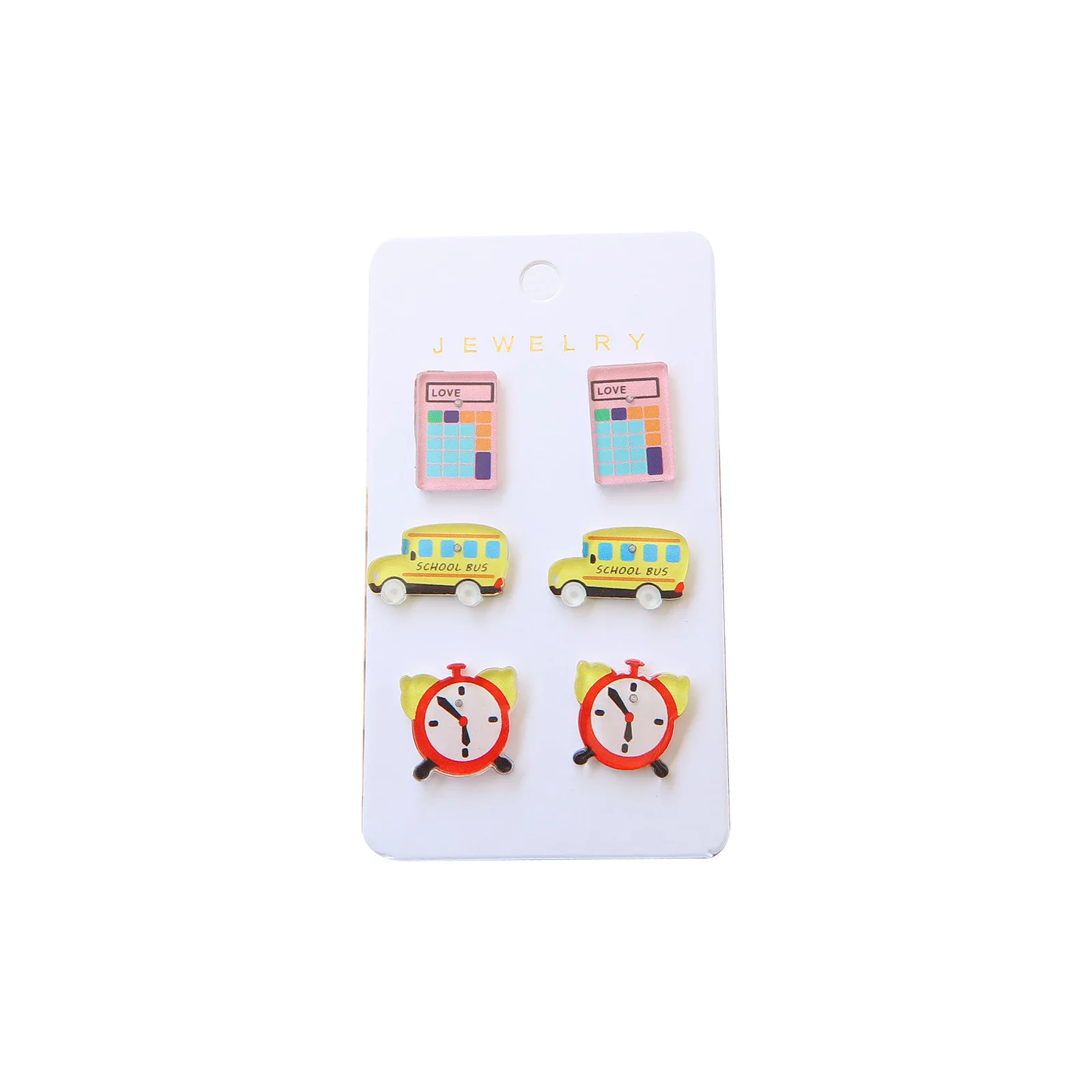 Back to School Teacher's Day Acrylic Printed Stud Earrings Collection 3 Pairs Cards