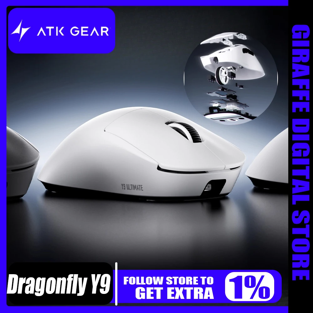 

Atk Dragonfly Y9 Wireless Gaming Mouse PAW 3950Ultra sensor Dual 8k Ergonomic Design High battery life for office Esports Gifts