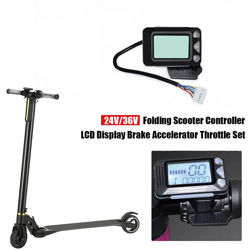 36V 350W Folding Scooter Controller Kit Electric Scooter Controller LCD Display Brake Accelerator Throttle Set