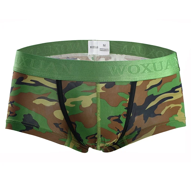 

Fashion Underwear For Men Camouflage Printed Boxers Shorts Low Waist Underpants