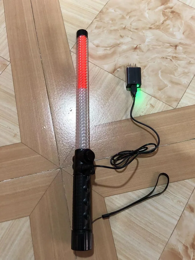 

54cm Rechargeable LED Whistle Traffic Baton Warning Flashing Light Road Safety Police Persuation Tools