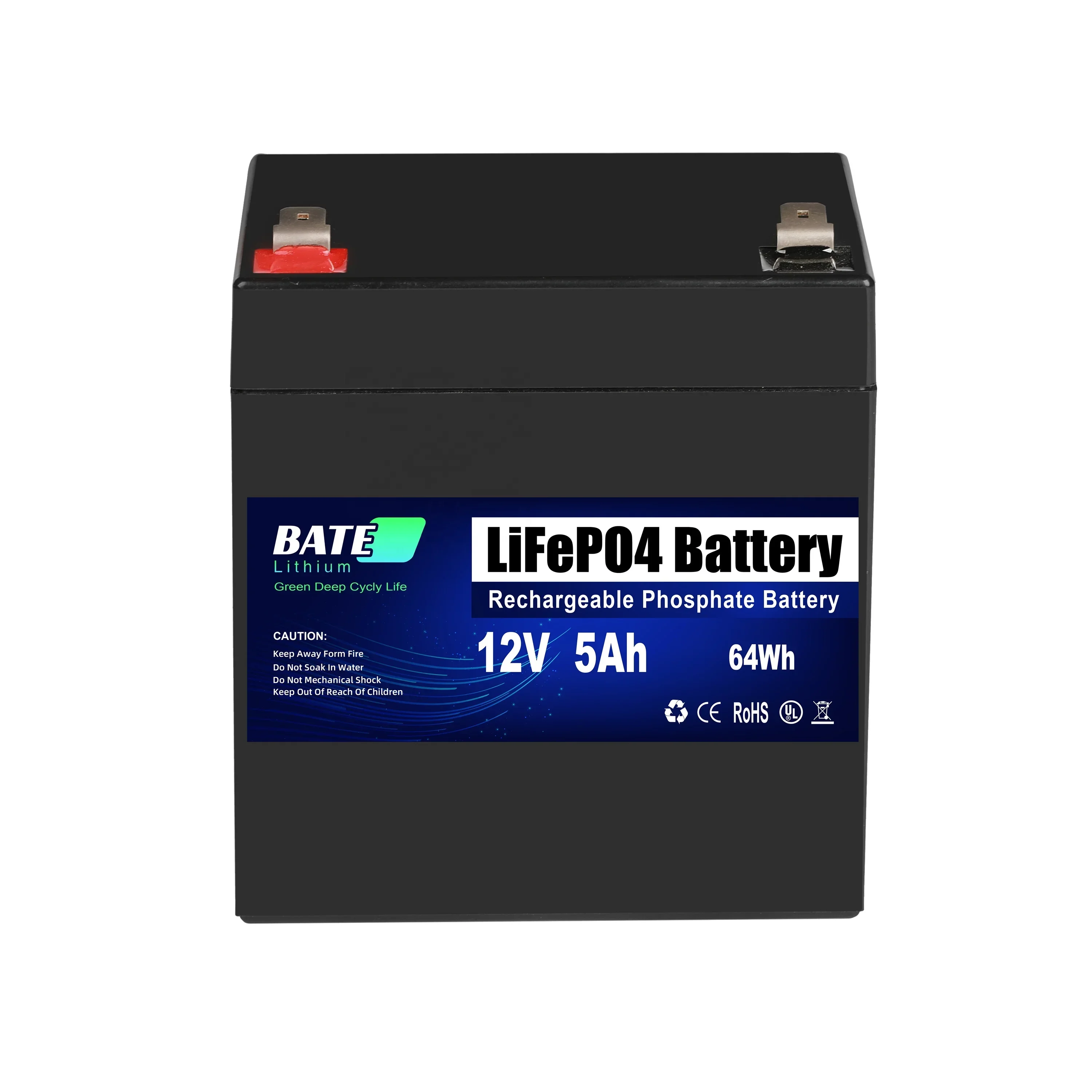 12V 5Ah Rechargeable Lifepo4 Battery Built in BMS Maintenance-Free Battery for Trolling Motor & Fish