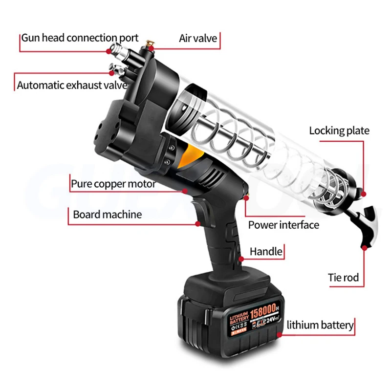 12000 Psi Electric Grease Gun 24V Rechargeable Oil Injector Fat Machine Hardware Tools For Ship & Car Automotive Gear Greaser