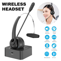Bluetooth 5.4 Noise Cancelling Headset with Microphone Charging Dock Office Call Centre Headset Talk time up to 20 hours