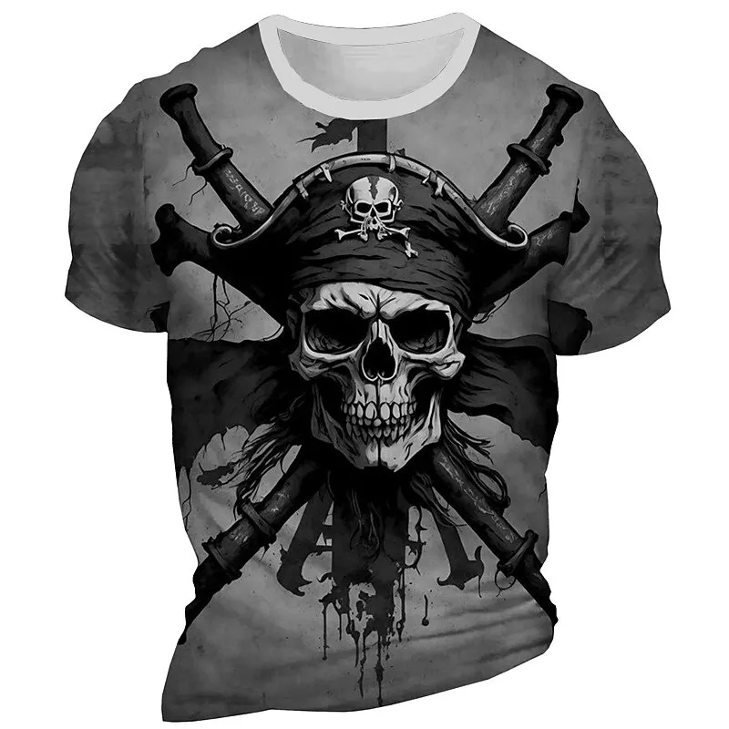 

3D Print Pirate Graphic Men's T-Shirts Retro Cool Street Hip Hop Round Neck Short Sleeve Tees Loose Daily Casual Breathable Tops