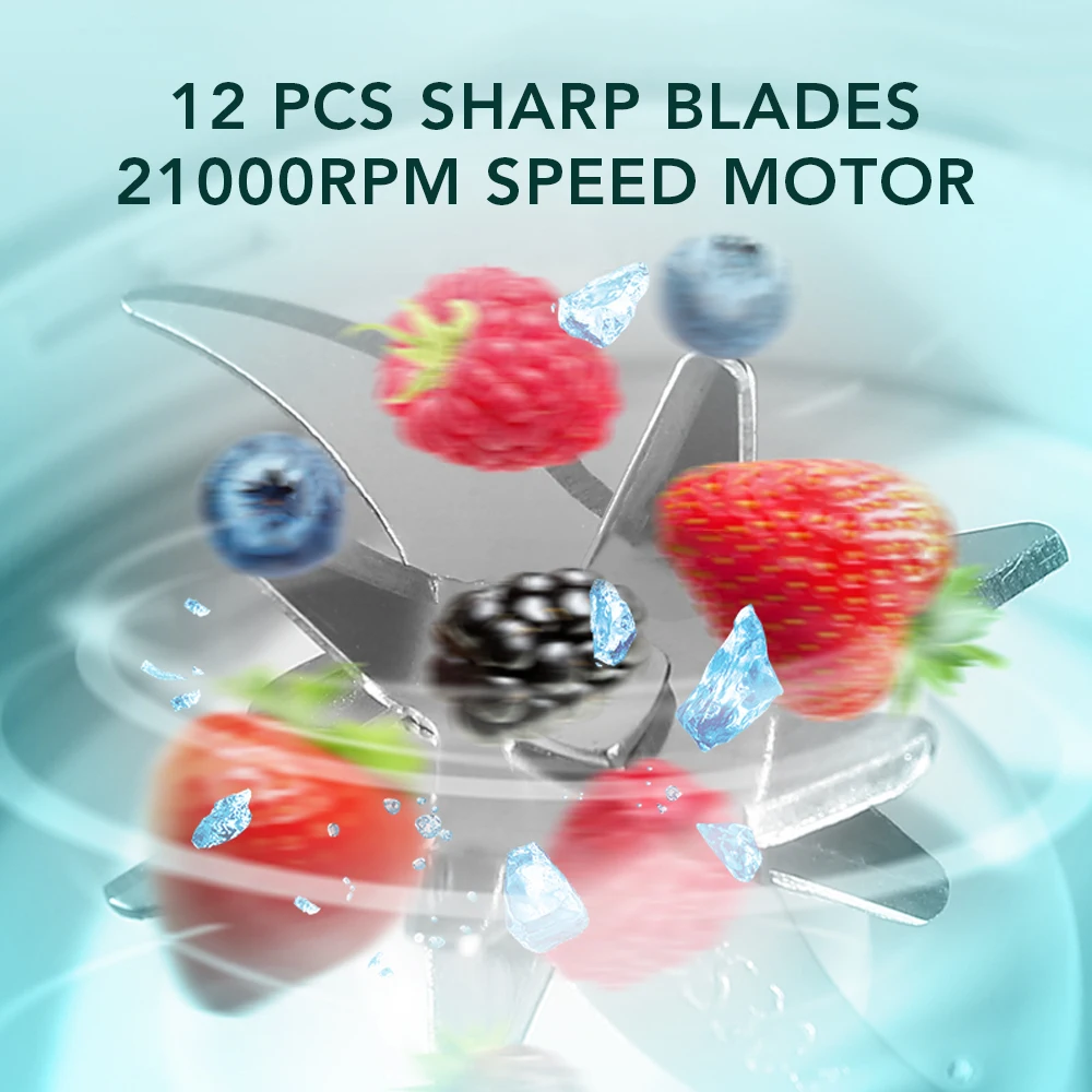 12 블레이드 휴대용 블렌더 전기 Juicer 420ML USB 충전식 주스 추출기 기계 과일 스무디 아이스 블렌더 믹서 4 모드