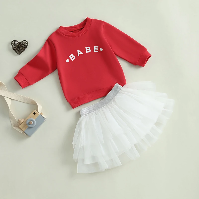 Adorable Infant Girls Autumn Outfits Featuring Cute Printed Sweatshirts and Elastic Waist Skirts for Stylish Looks