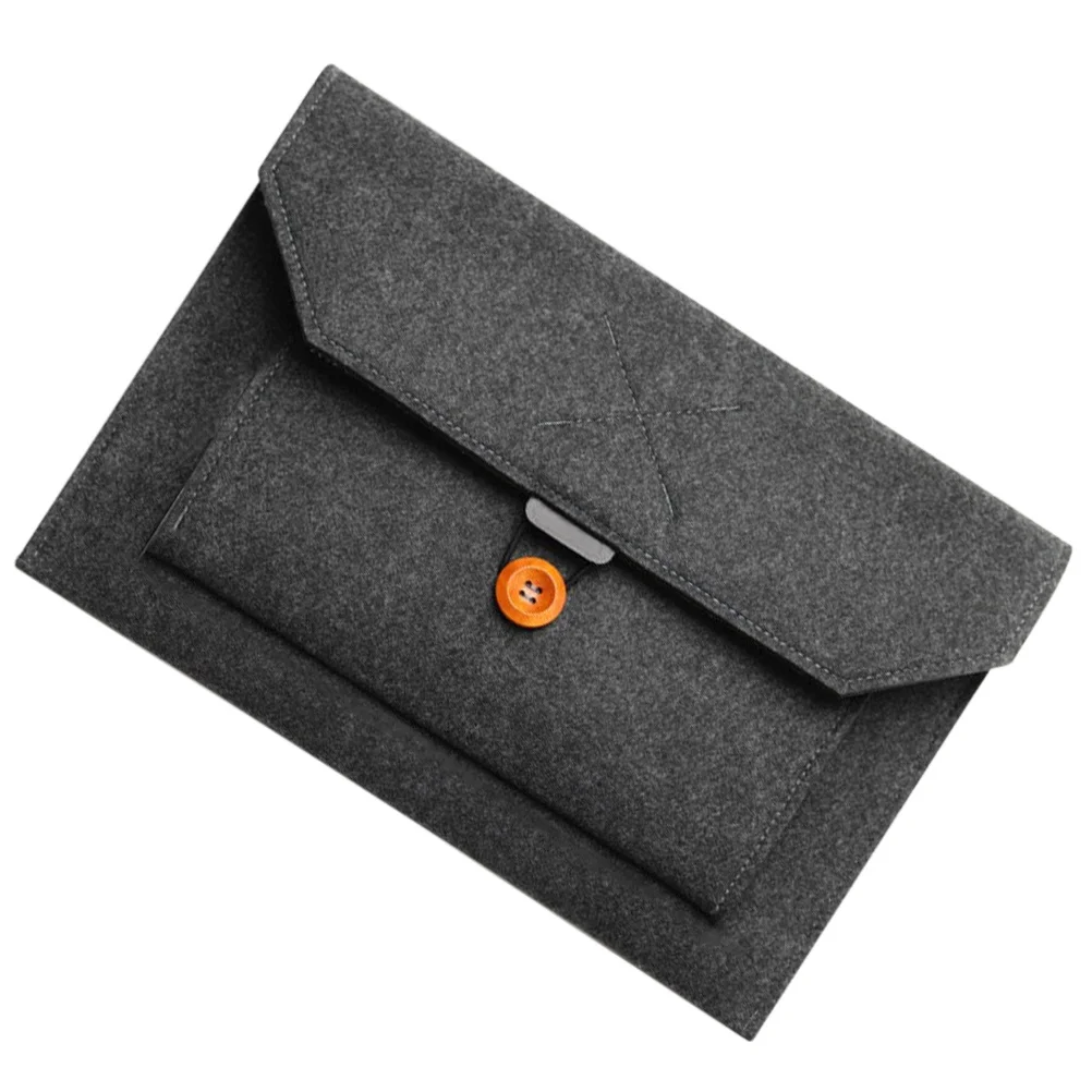 13 Inch Laptop Sleeve Pouch Premium Felt Protector Case For Tablet Notebook Computer Travel Storage Bag Button Closure Extra