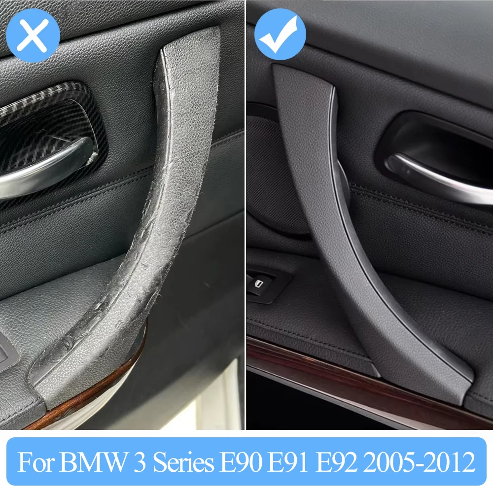 Czarny beżowy wewnętrzny panel klamki lewych prawych drzwi do BMW serii 3 E90 E91 E92 316 318 320 325 328i