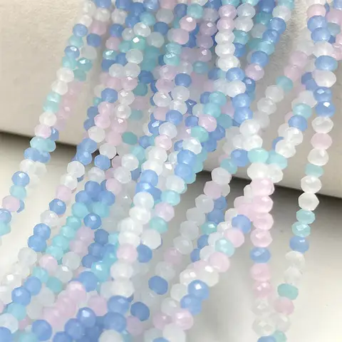 2mm 혼합 색상 크리스탈 비즈 – 쥬얼리 제작용 느슨한 스페이서 론델 유리 구슬 DIY 바느질 팔찌 용품