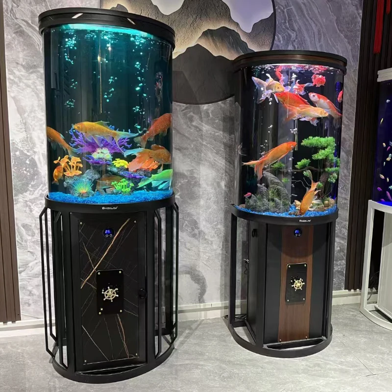 

Aquarium Cylinder Curved Fish tank with Bottom Filter Home or Office Landscaping Aquarium Fish tank Acrylic