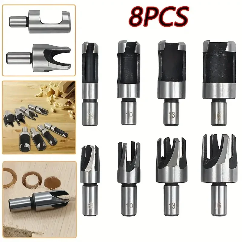 8pcs Tenon Drill Bit High Carbon Steel Wood Plug Cutter Drill Bits Set Portable Cone And Claw Drills Woodworking Accessories