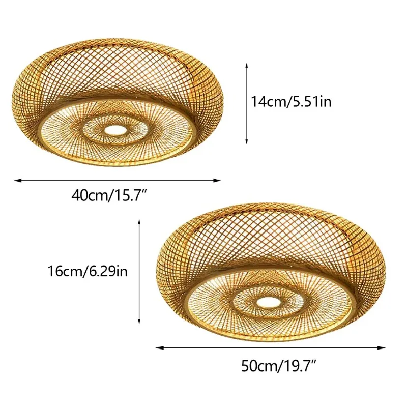 Modern Minimalist Rattan Woven Pendant Light 40cm 50cm Acrylic LED Ceiling Lamp Export Quality for Bedroom Restaurant