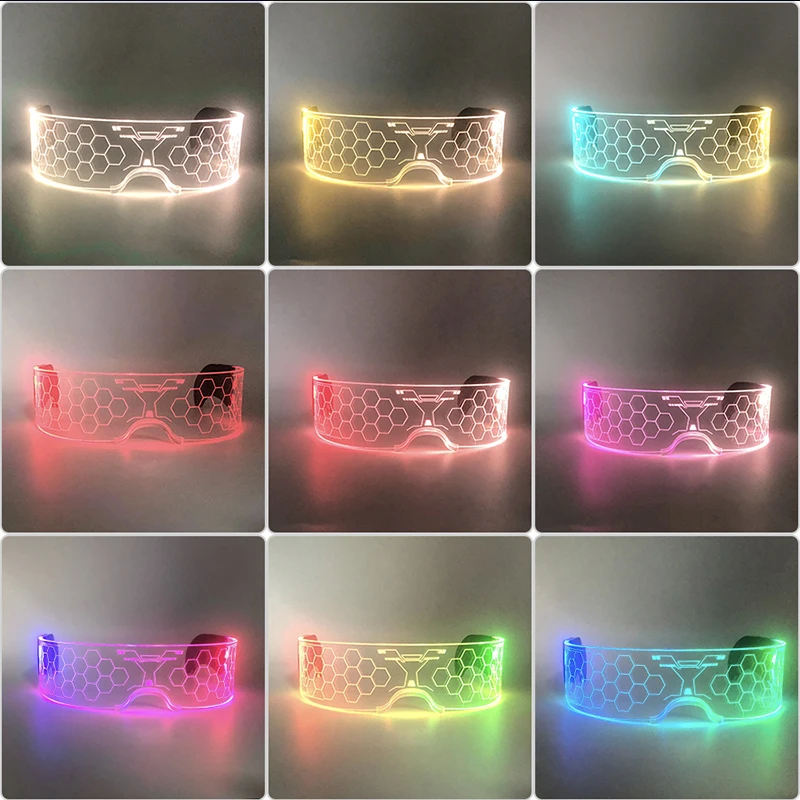 Acryl-LED-Leuchtbrille Neon-Fluoreszenz-Brille Cosplay-Requisiten Leuchtende Lichtbrille Tanzkostüm – Detail 5