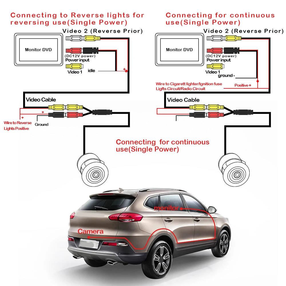 Car Rear Reverse Camera Rearview 170 degree Car Infrared Auto Night Vision Vehicle Reverse Camera Universal