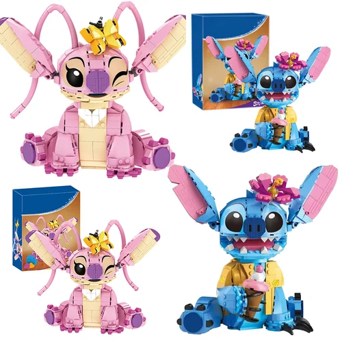 Imagen 1 del producto Nuevos bloques de construcción Stitch Angel CP 2025, juguetes de dibujos animados de piezas grandes con orejas móviles, regalo de montaje para niños y niñas, cumpleaños