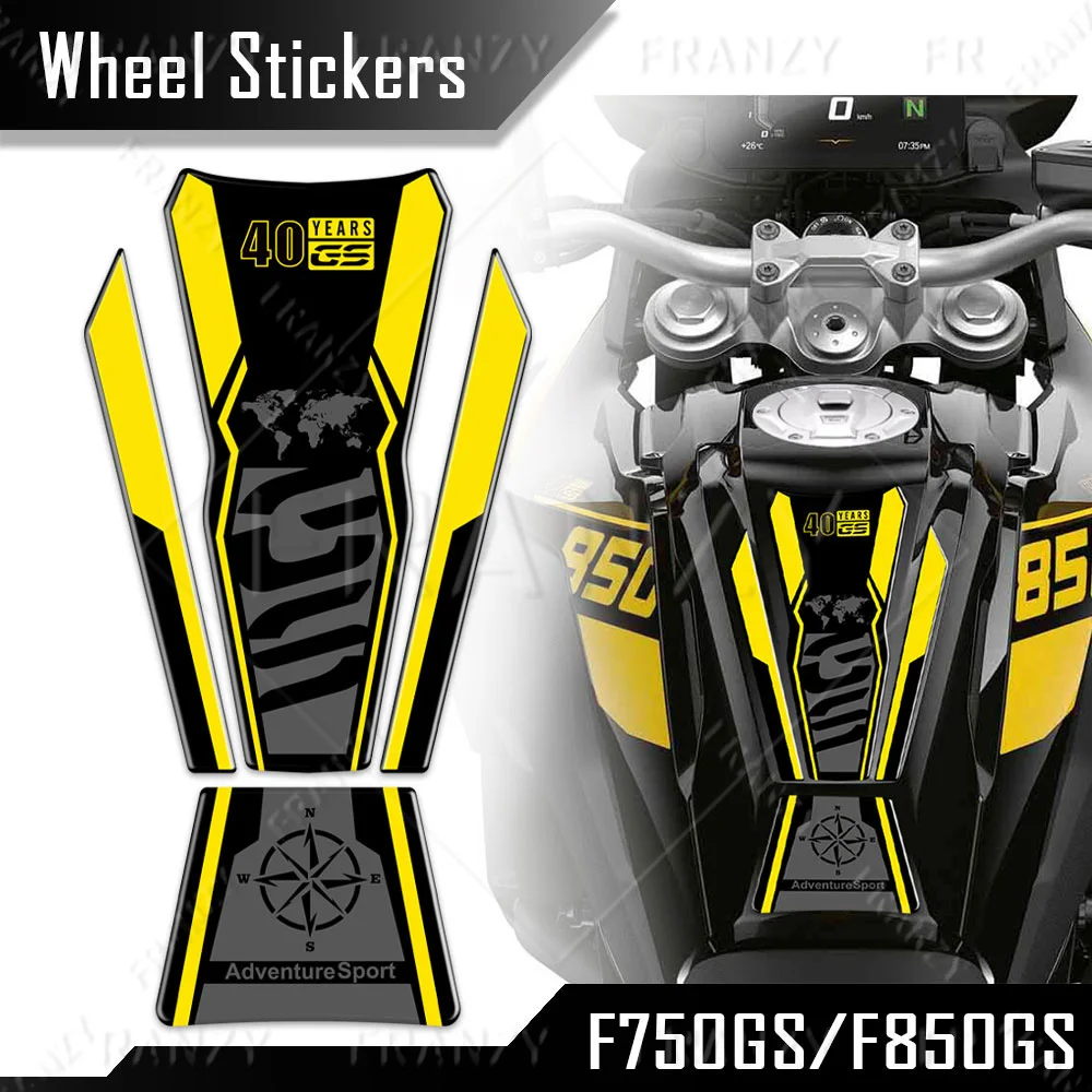 For F850GS F750GS F 850 750 GS 3D Motorcycle Tank Pad Sticker Protector Triple black 40 years Decal 2020-2024