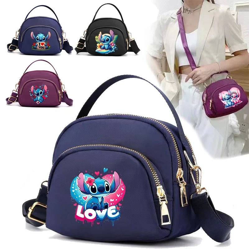 Stitch Disney Crossbody Bag Women Travel Outdoor Phone Card Storage Pack Lady Portable Lightweight Zipper Multilayer Bags Gifts