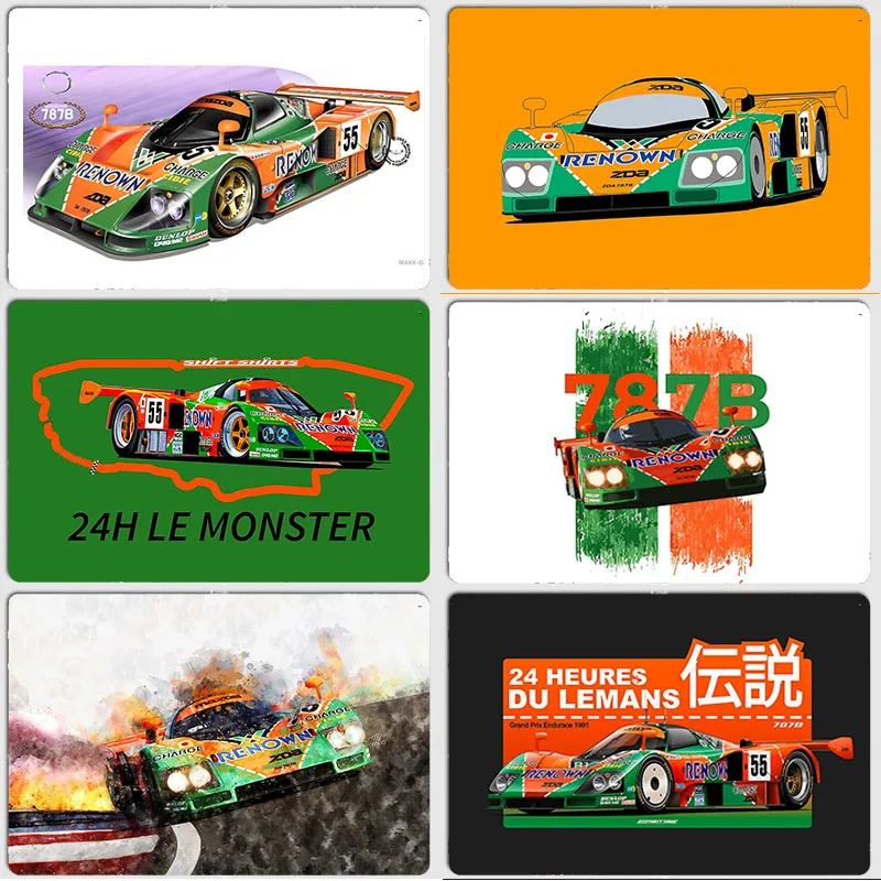 

Metal Poster Sign 24h Le Mans 787B 55 Racing Car Posters Retro Garage Club Bar Indoor Wall Poster Room Decoration Home Decor