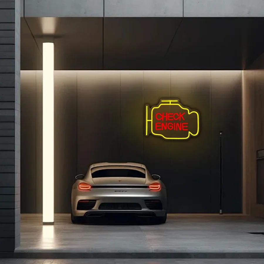 Check Bar Neon Garage Accessories A Large Led Sign for Personalized Enging in Auto Is Clubs and Man Used Barber Decor Repair