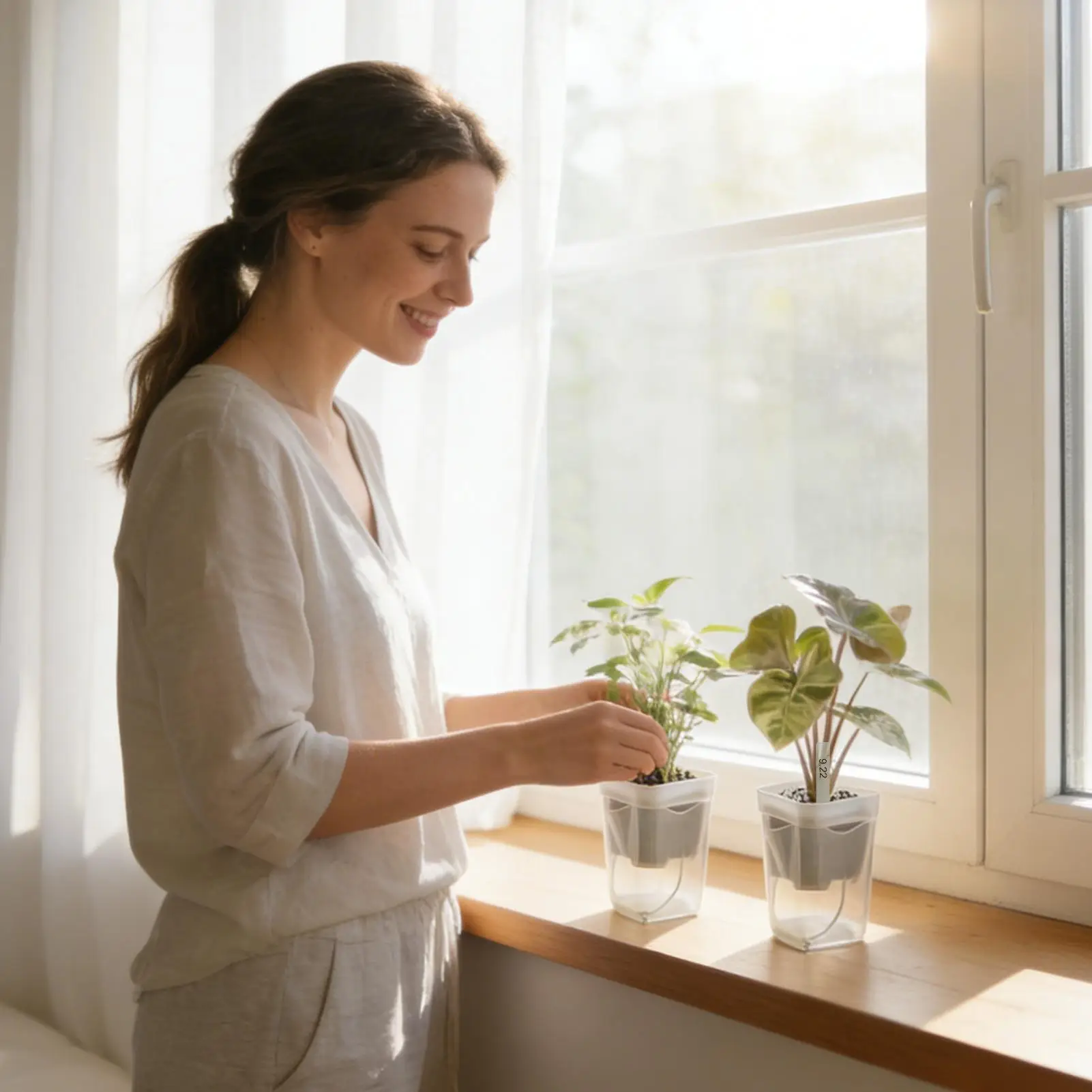 Self Watering Pots For Indoor Plants 12-Piece Clear Irrigation System Vase Flower Pots With Drainage Holes For Garden Flower