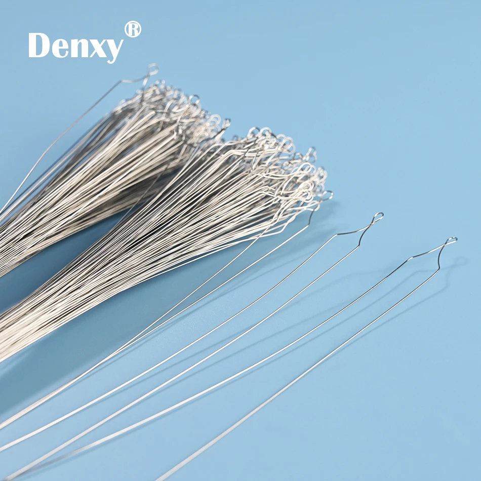 DENXY 500 Stück/Lot Kieferorthopädische Ligaturdrähte Kobayashi Lasergeschweißter verbundener Haken Edelstahl Dental Metall Langer Drahttyp – Detail 4