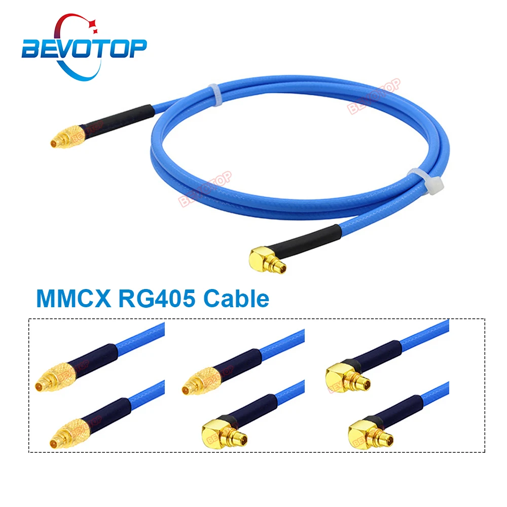10PCS/LOT RG405 MMCX Cable MMCX Male to MMCX Male Straight/Right Angle 90° Plug High Frequency 086 Pigtail MMCX Jumper BEVOTOP