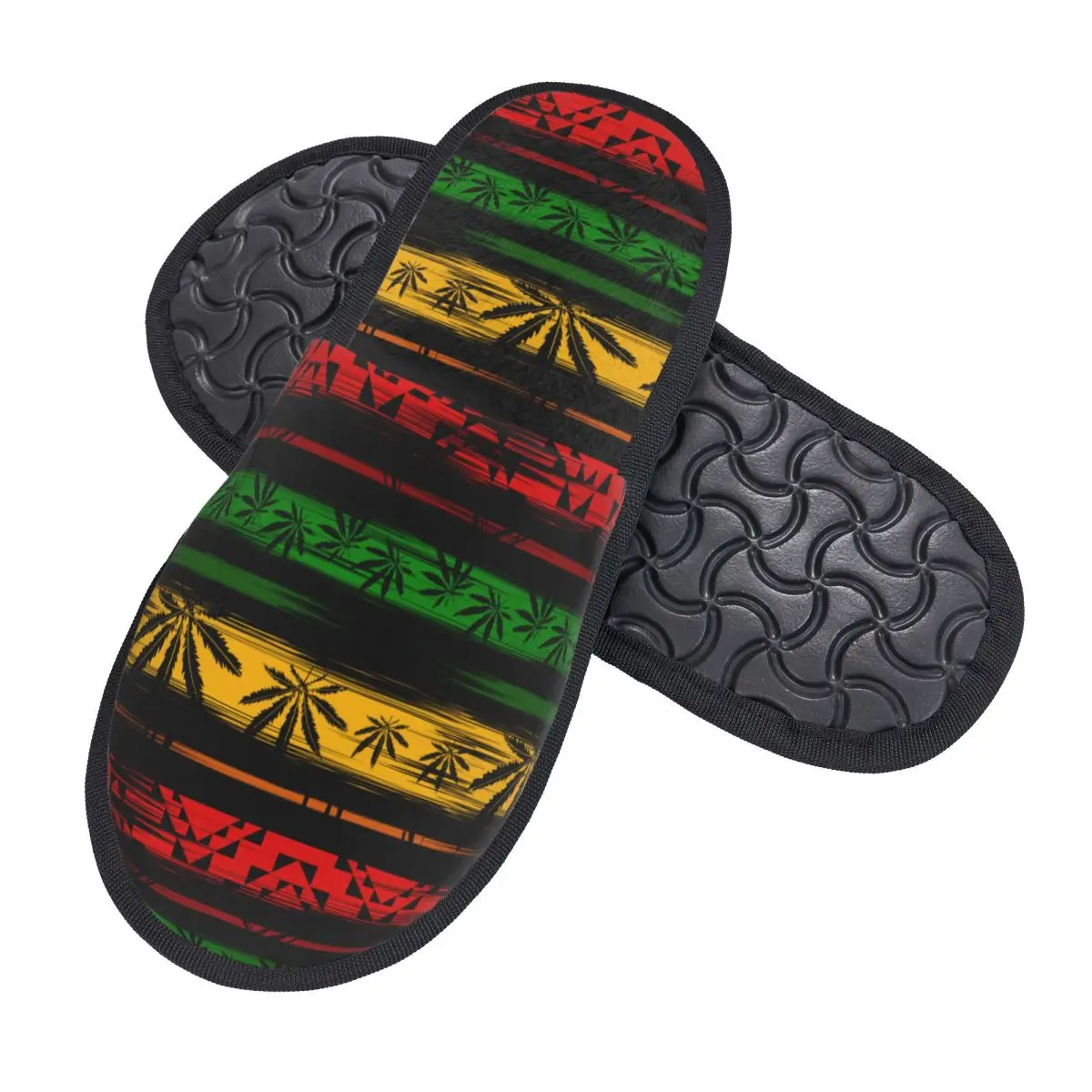 Winter Women Men Non-Slip Flat Slippers Rastafarian Leaves Reggae Indoor Fur Soft Warm Shoes