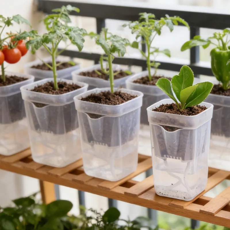 Self Watering Double Layer Plant Pots Mini Translucent Plastic Planters Dry Wet Separation Garden Seedling Planting Flowerpot